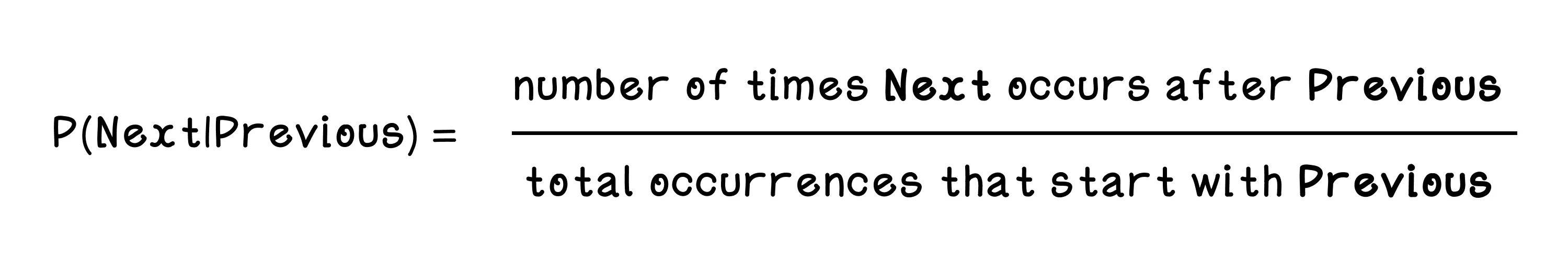 Bigram probabilities used for next-word prediction